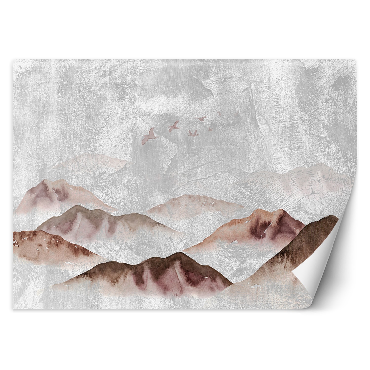 Trend24 – Behang – Vogels Over De Bergen – Vliesbehang – Fotobehang 3D – Behang Woonkamer – 350×245 cm – Incl. behanglijm