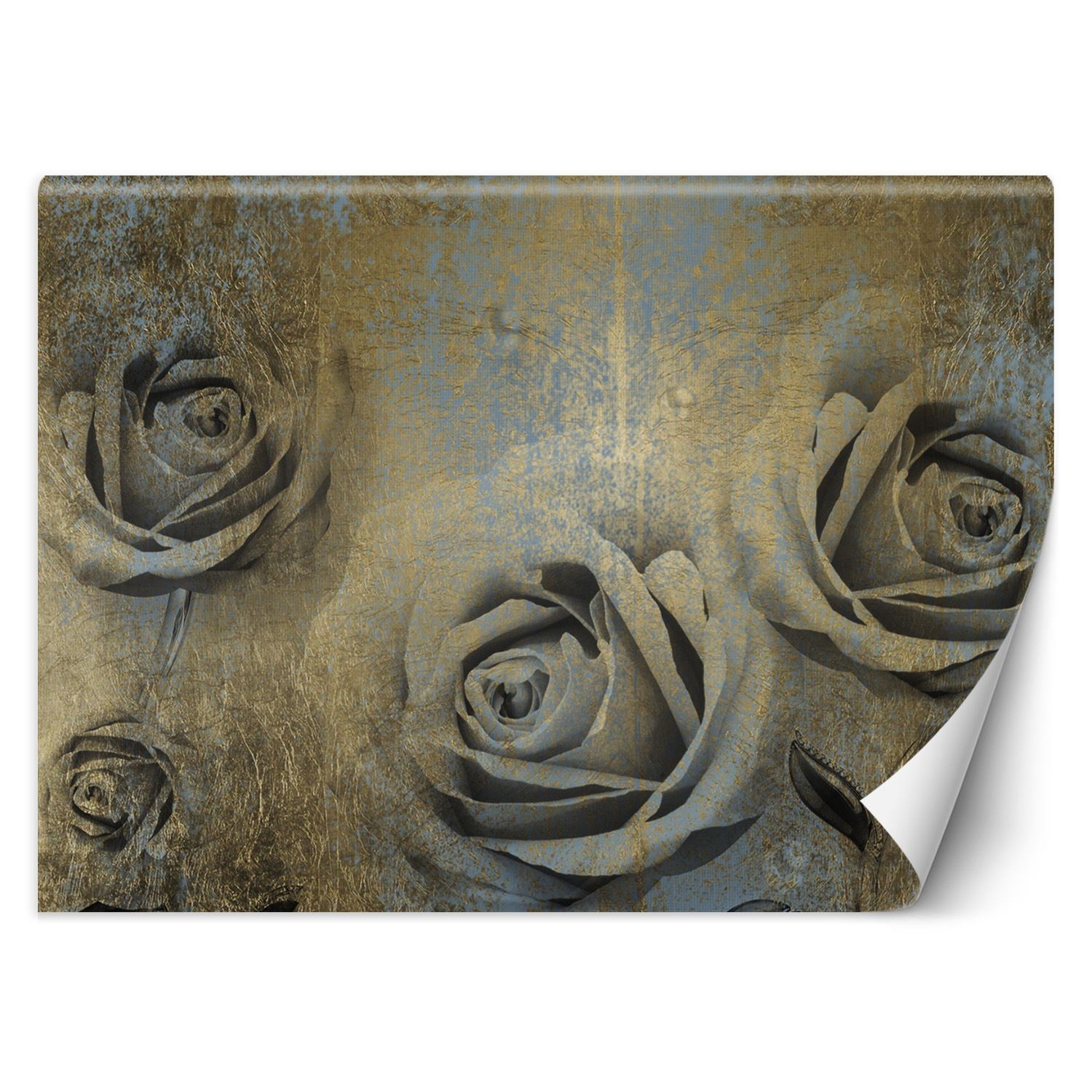 Trend24 – Behang – Gouden Rozen – Vliesbehang – Fotobehang Bloemen – Behang Woonkamer – 100×70 cm – Incl. behanglijm