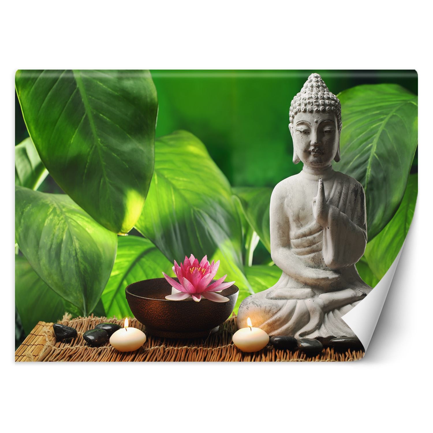 Trend24 – Behang – Beeldje Van Een Zen Buddha – Behangpapier – Fotobehang – Behang Woonkamer – 250x175x2 cm – Incl. behanglijm