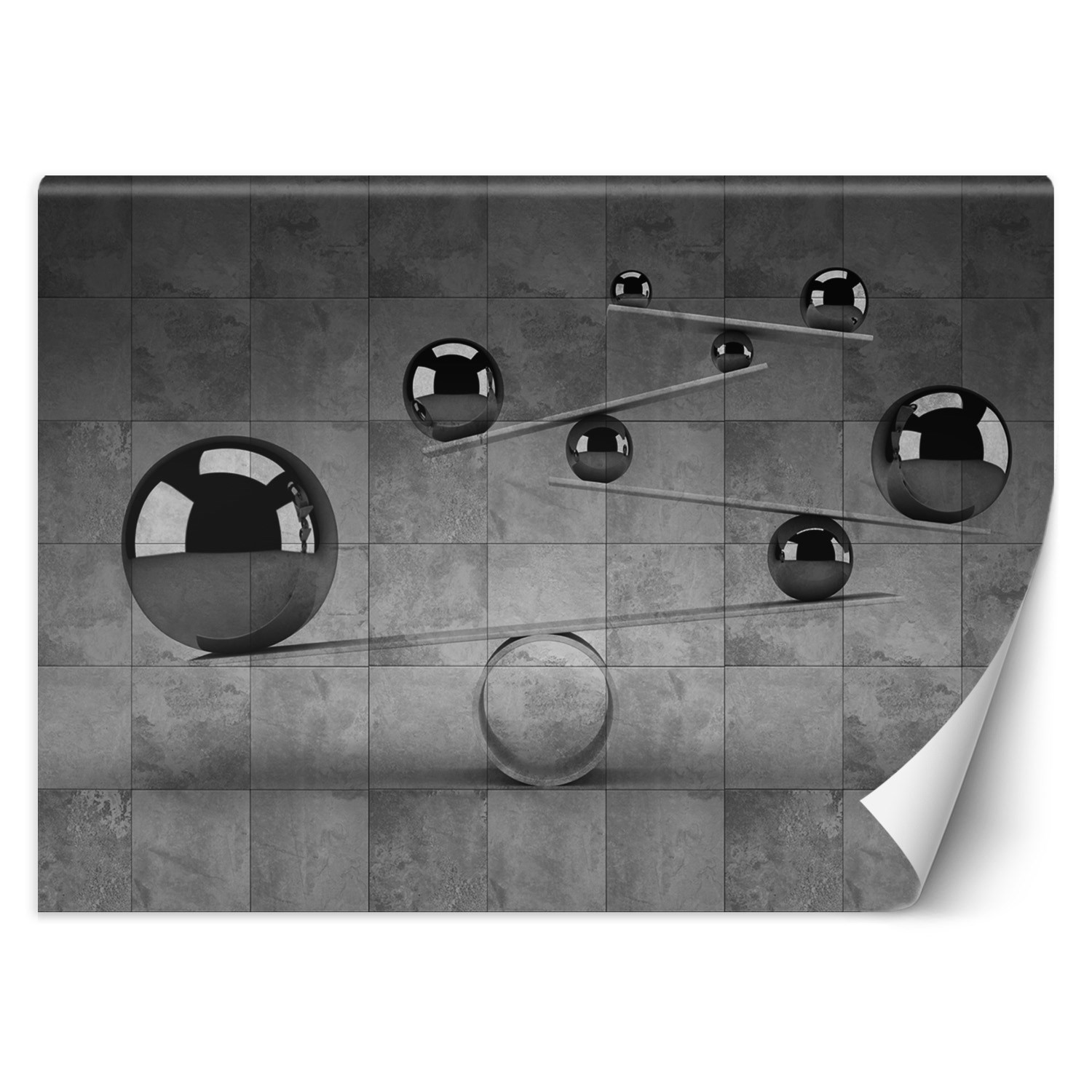 Trend24 – Behang – 3D Gray Balls – Behangpapier – Fotobehang 3D – Behang Woonkamer – 250x175x2 cm – Incl. behanglijm