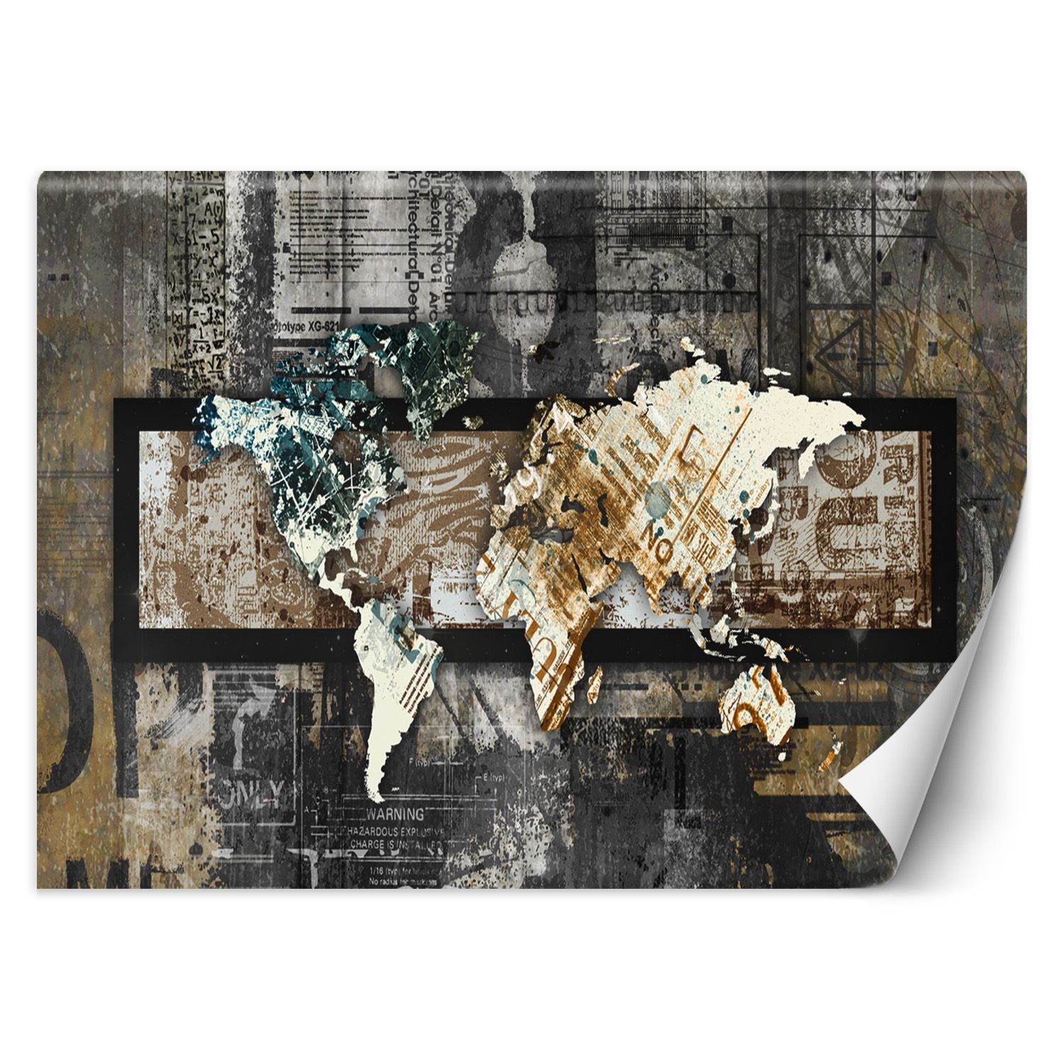 Trend24 – Behang – Vintage Stijl Wereldkaart – Vliesbehang – Wereldkaart Wanddecoratie – Behang Woonkamer – 450x315x2 cm – Incl. behanglijm