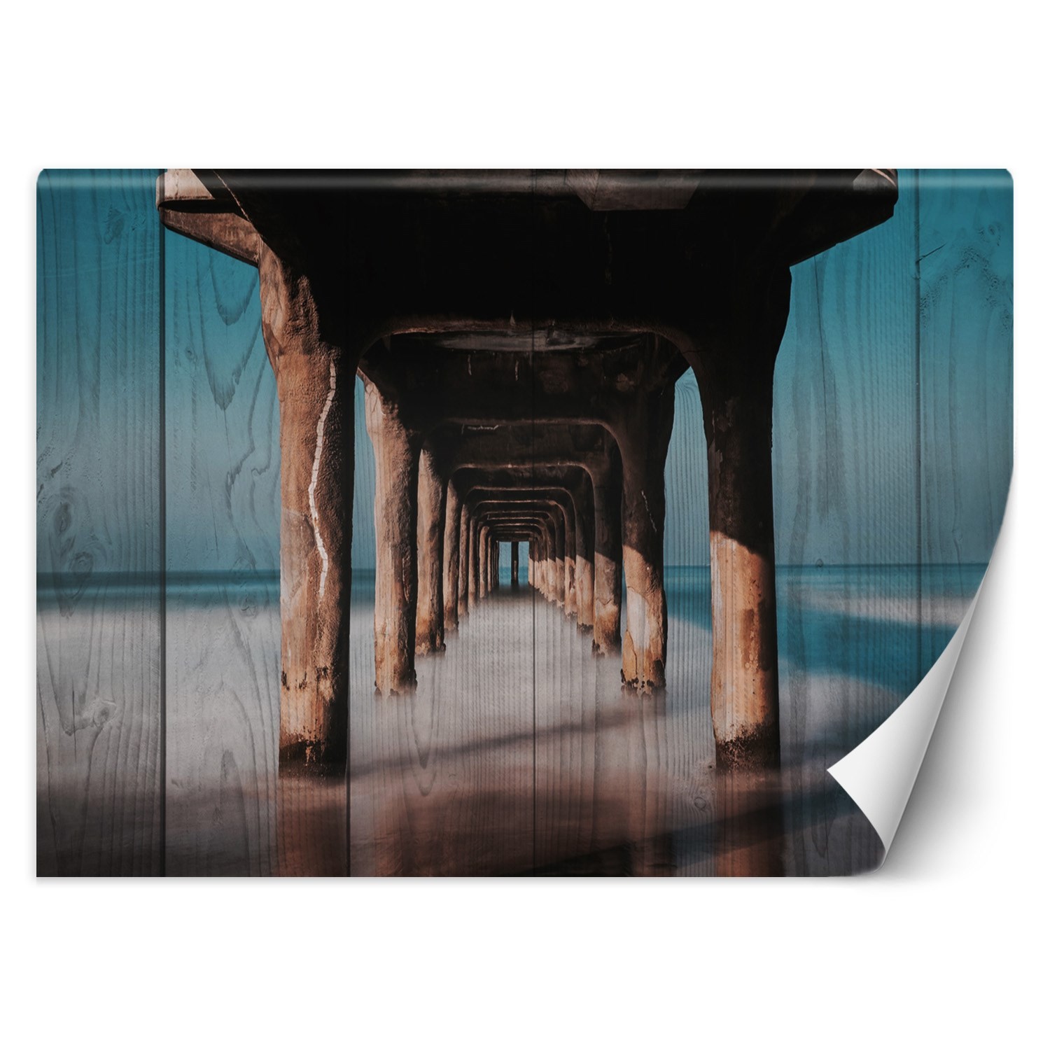 Trend24 – Behang – Houten Tunnel Onder De Pier – Behangpapier – Fotobehang 3D – Behang Woonkamer – 200x140x2 cm – Incl. behanglijm