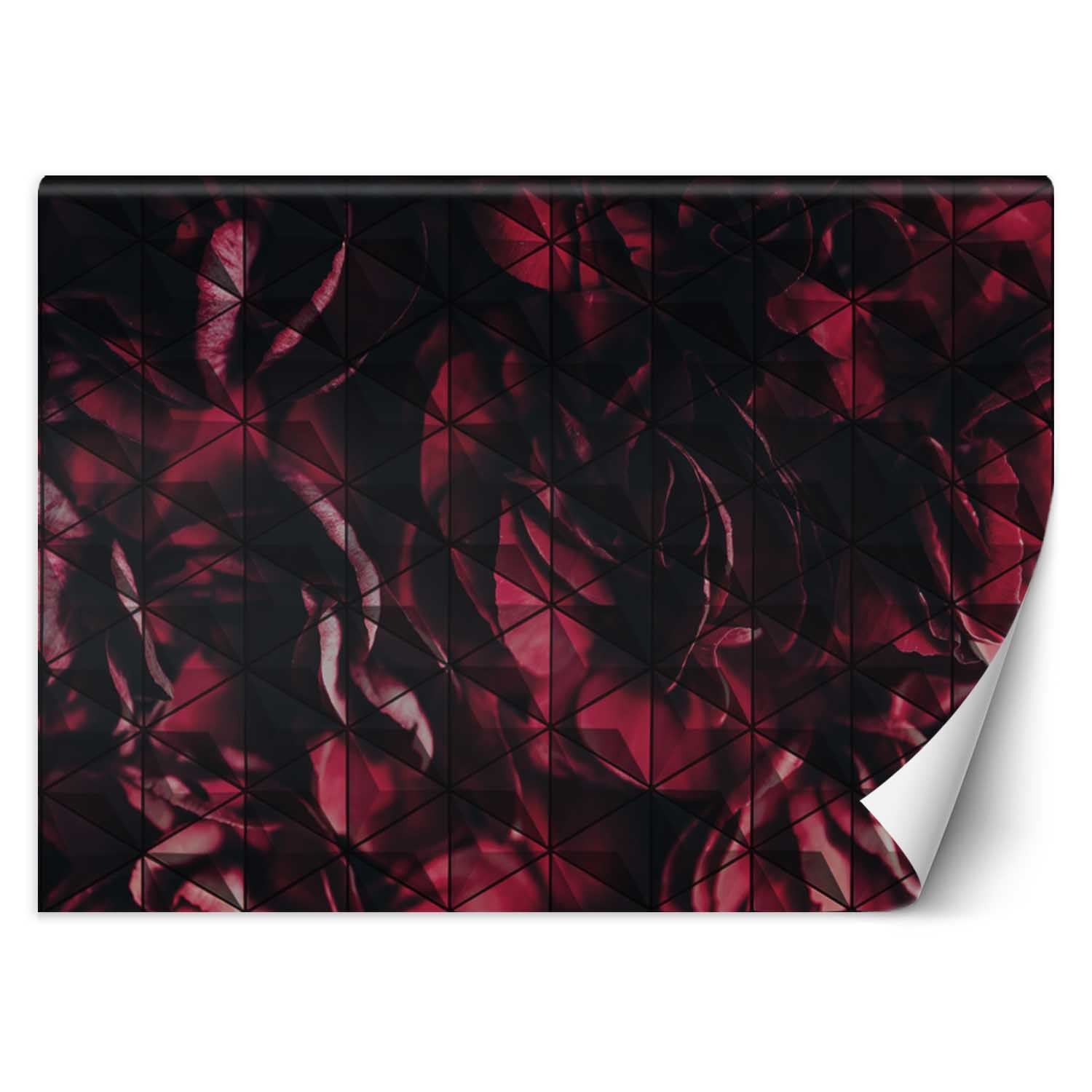 Trend24 – Behang – Rode Bloemblaadjes – Behangpapier – Behang Woonkamer – Fotobehang – 400x280x2 cm – Incl. behanglijm