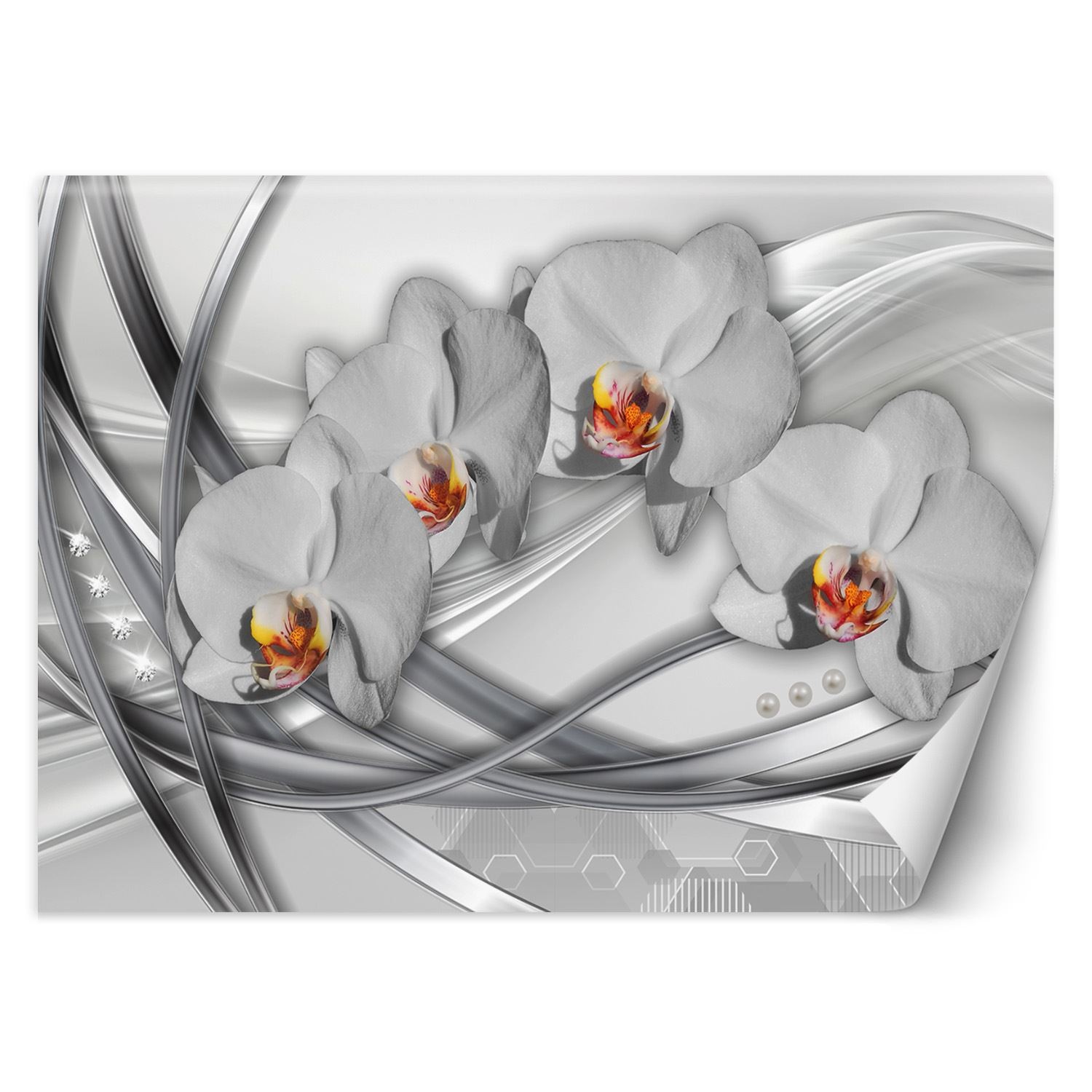 Trend24 – Behang – Abstracte Orchideeën – Vliesbehang – Fotobehang 3D – Behang Woonkamer – 400x280x2 cm – Incl. behanglijm