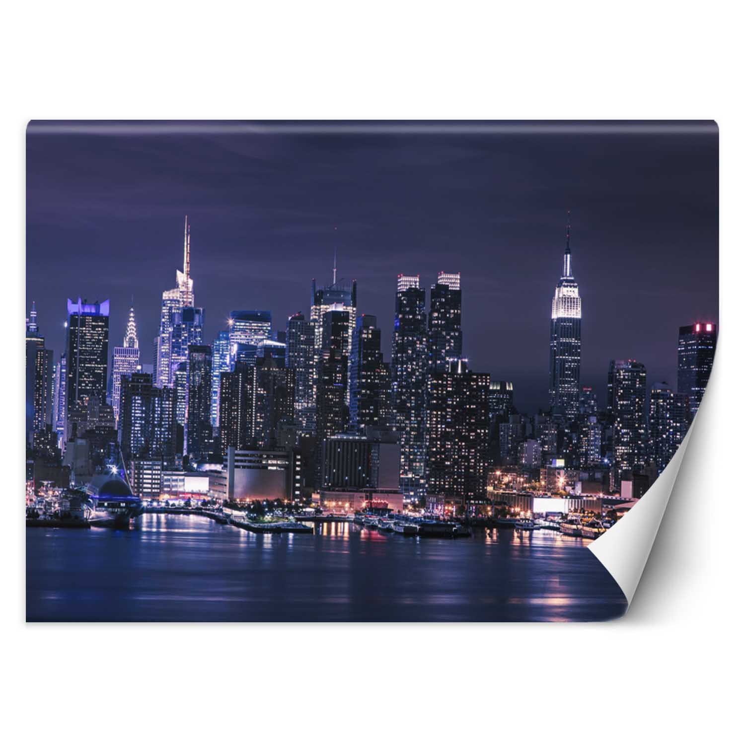 Trend24 – Behang – New York ‘S Nachts – Vliesbehang – Fotobehang – Behang Woonkamer – 350×245 cm – Incl. behanglijm