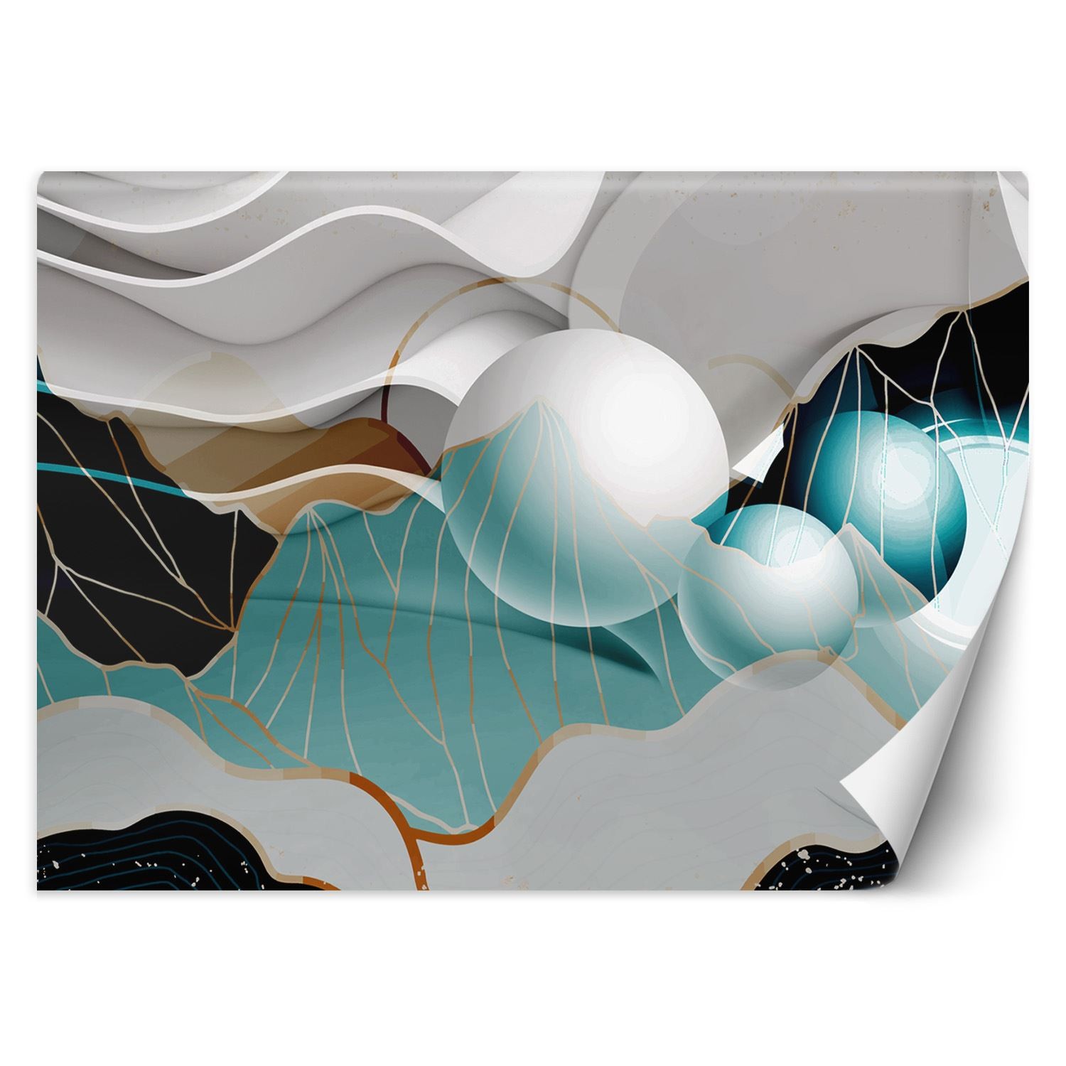 Trend24 – Behang – Abstract Met Sferen 3D – Behangpapier – Behang Woonkamer – Fotobehang – 250x175x2 cm – Incl. behanglijm