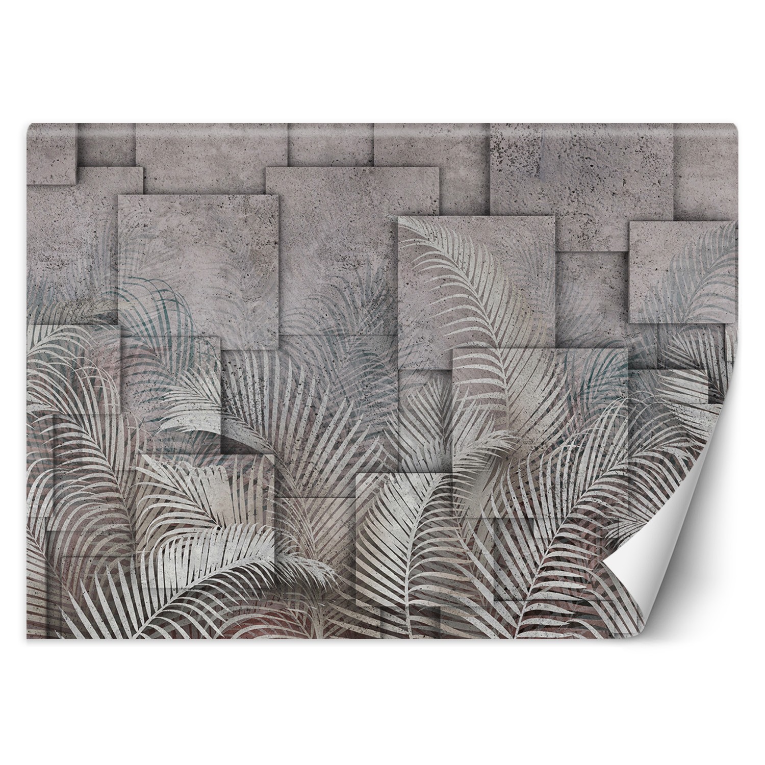 Trend24 – Behang – 3D-Bladeren In Grijs – Behangpapier – Fotobehang 3D – Behang Woonkamer – 450×315 cm – Incl. behanglijm