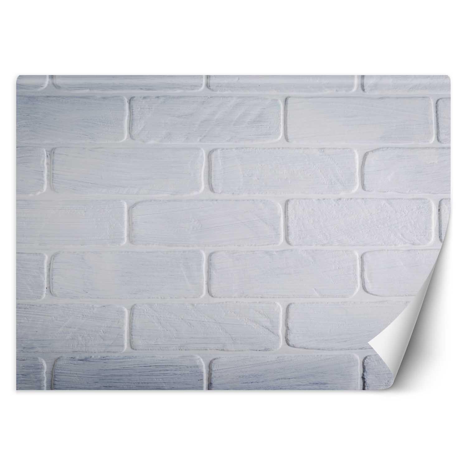 Trend24 – Behang – Witte Bakstenen Muur – Vliesbehang – Behang Woonkamer – Fotobehang – 350x245x2 cm – Incl. behanglijm