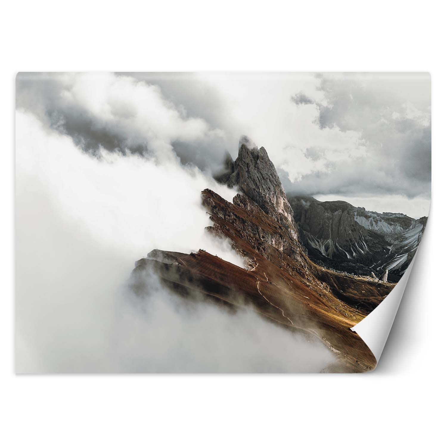 Trend24 – Behang – Bergen In Wolken – Behangpapier – Fotobehang Natuur – Behang Woonkamer – 250x175x2 cm – Incl. behanglijm