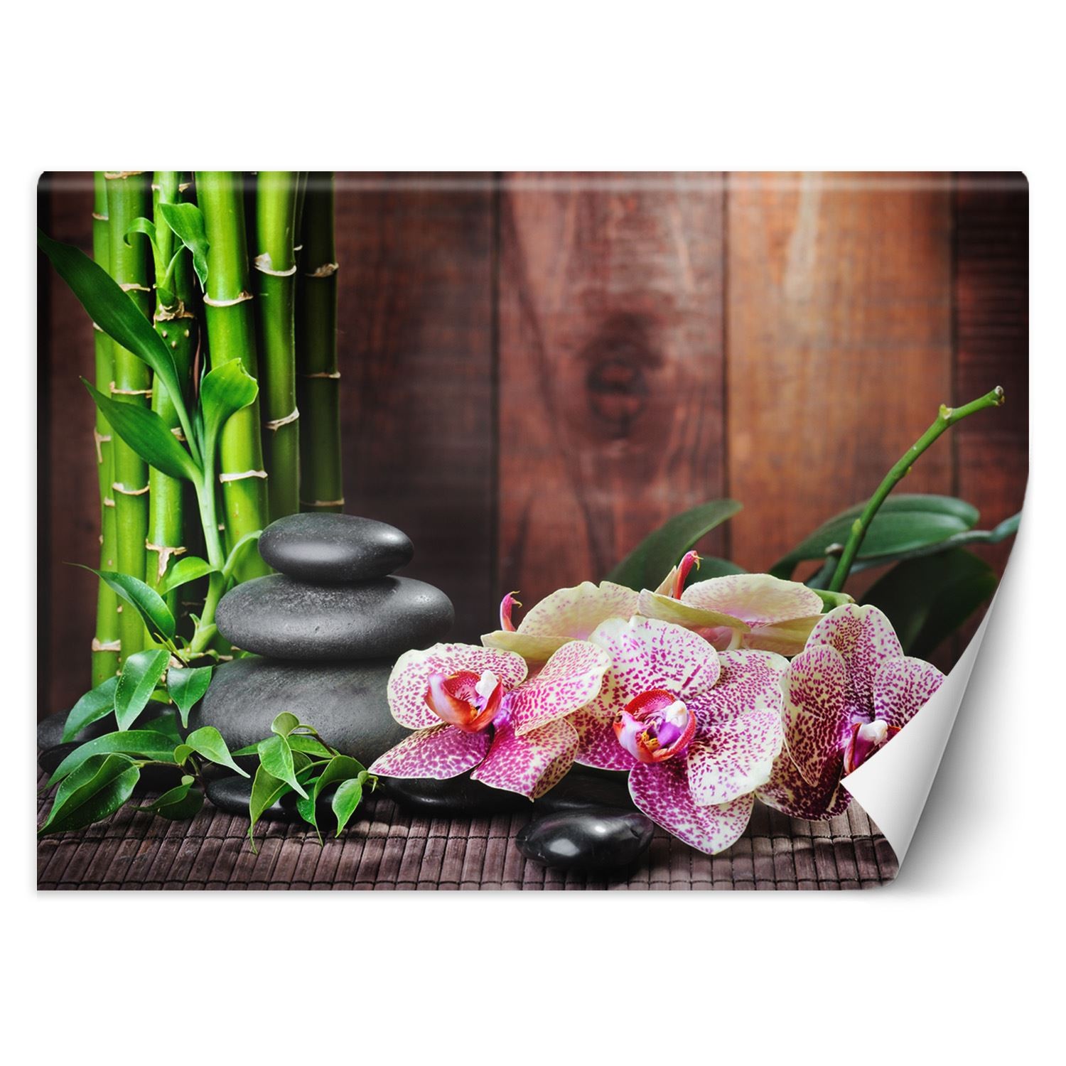 Trend24 – Behang – Orchidee Met Bamboe – Vliesbehang – Fotobehang – Behang Woonkamer – 400×280 cm – Incl. behanglijm