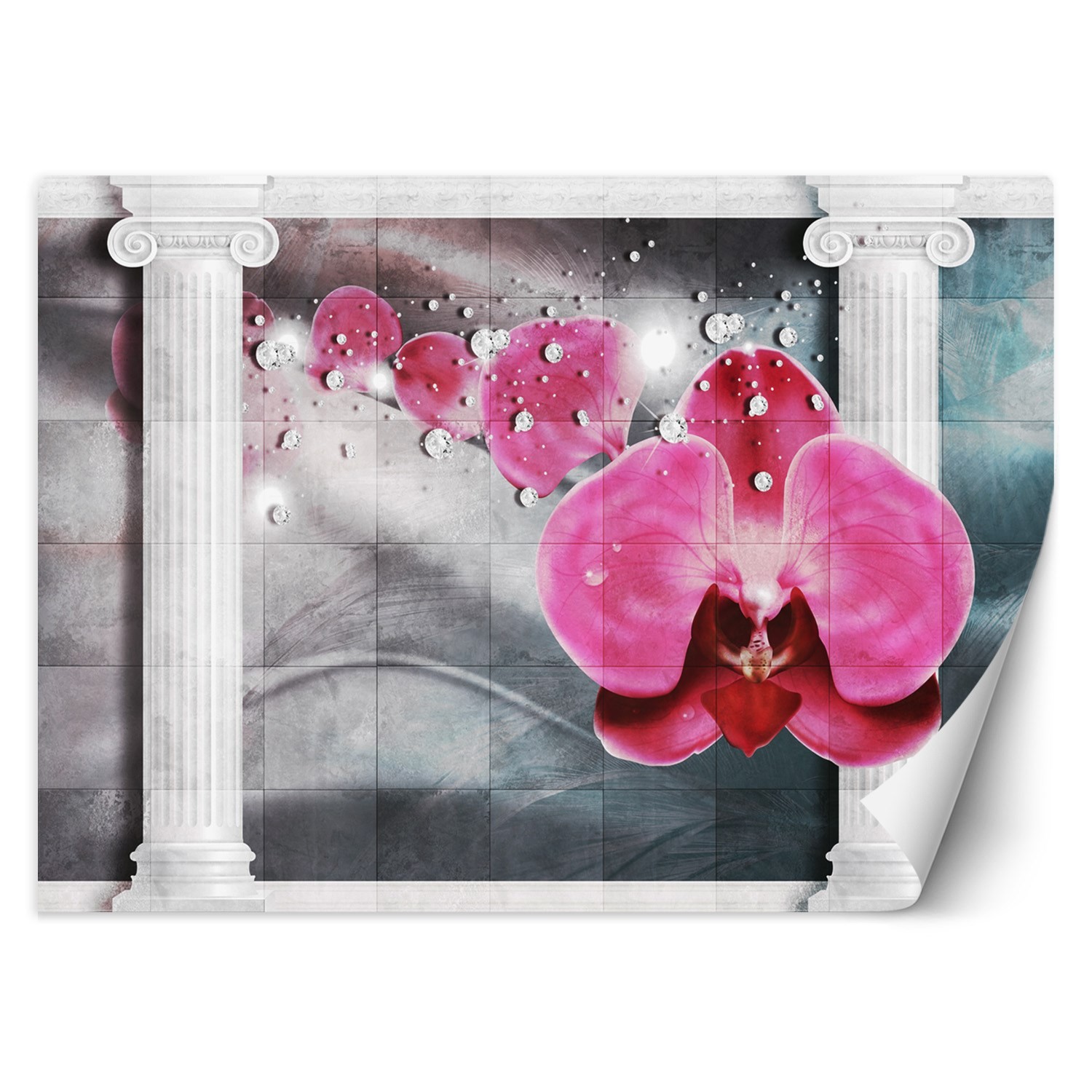 Trend24 – Behang – Roze Orchidee Bloem – Vliesbehang – Fotobehang 3D – Behang Woonkamer – 350×245 cm – Incl. behanglijm