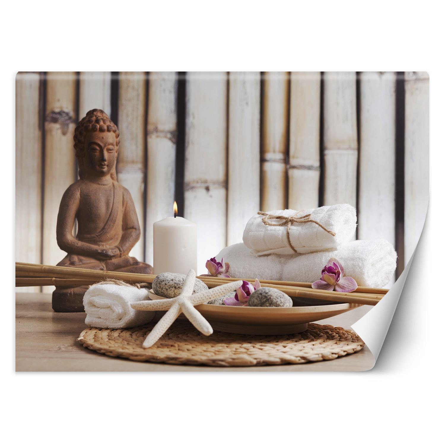 Trend24 – Behang – Standbeeld Van Boeddha In Spa – Behangpapier – Fotobehang – Behang Woonkamer – 450x315x2 cm – Incl. behanglijm