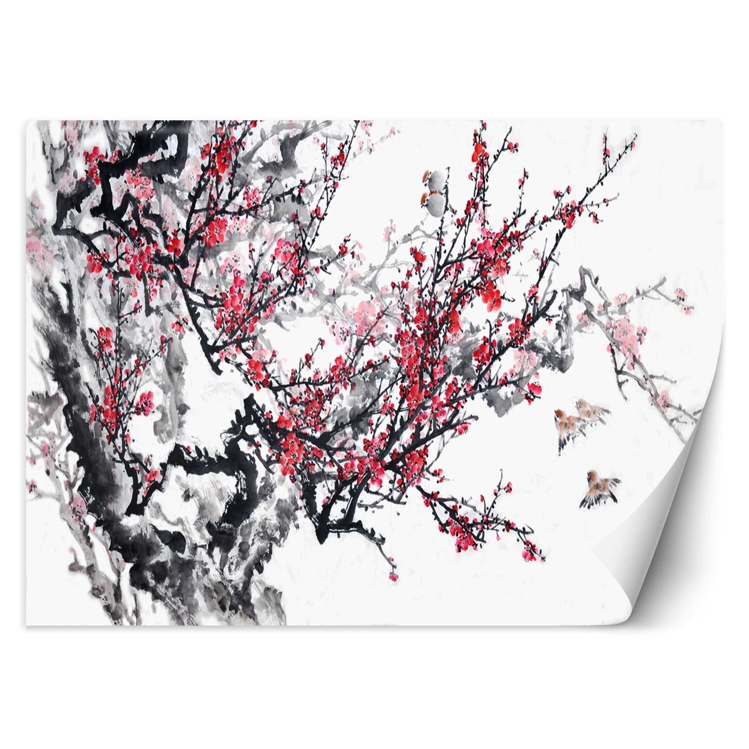 Trend24 – Behang – Kersenbloesems – Vliesbehang – Fotobehang 3D – Behang Woonkamer – 350×245 cm – Incl. behanglijm