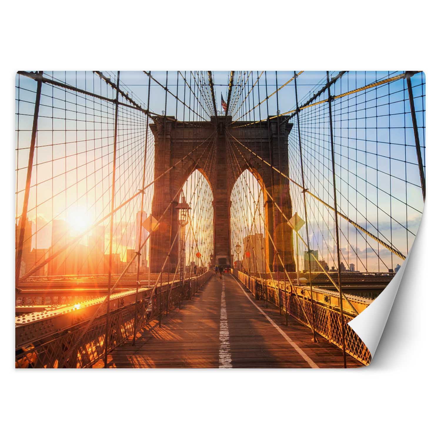 Trend24 – Behang – Brooklyn Bridge – Vliesbehang – Fotobehang – Behang Woonkamer – 350×245 cm – Incl. behanglijm