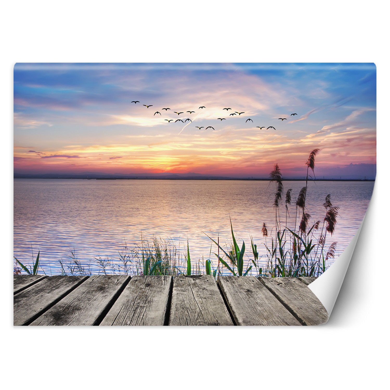 Trend24 – Behang – Zonsondergang Op Het Meer – Vliesbehang – Fotobehang Natuur – Behang Woonkamer – 450×315 cm – Incl. behanglijm