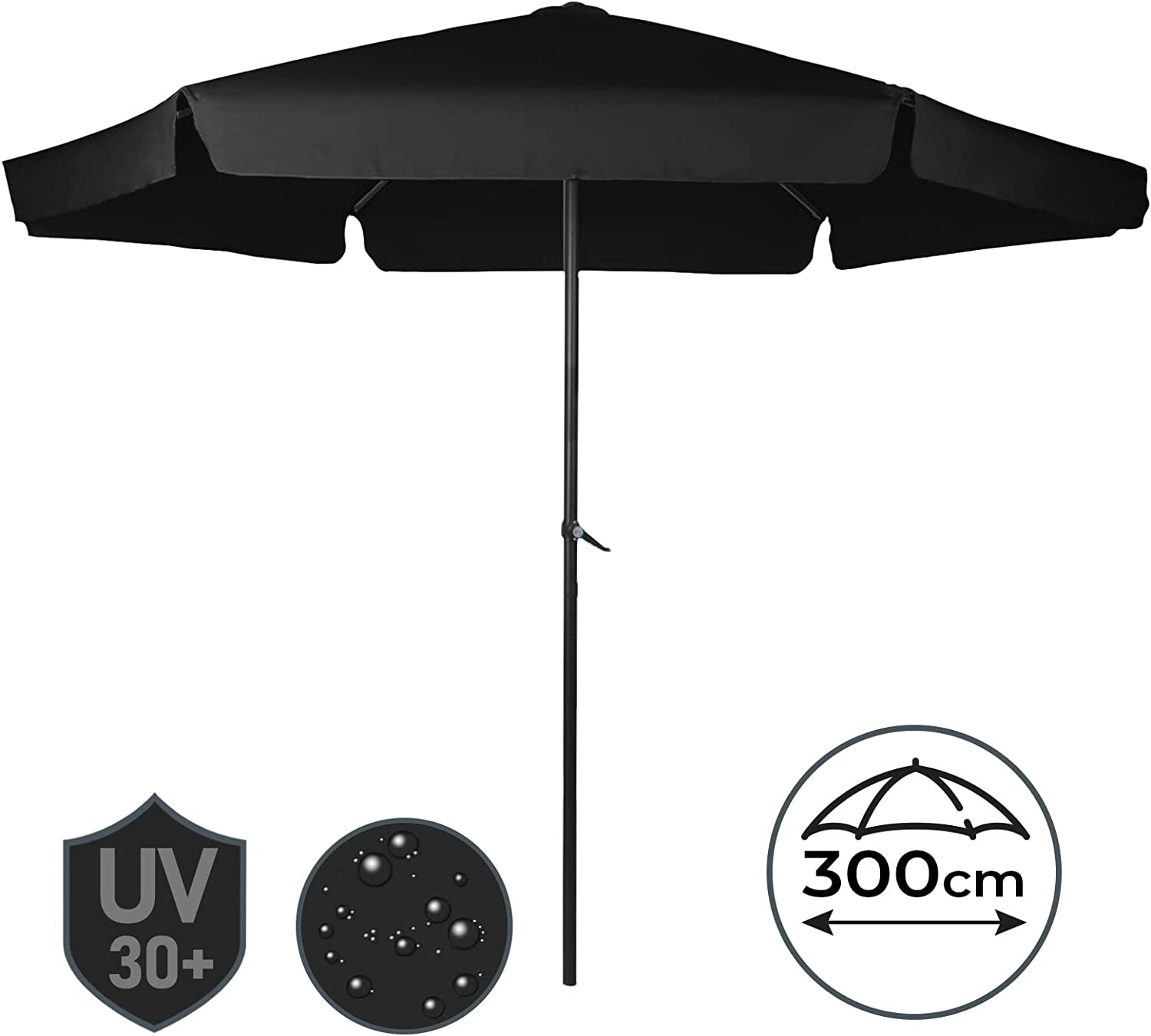 Parasol – Tuinparasol – Stokparasol – 300 cm – Zwart
