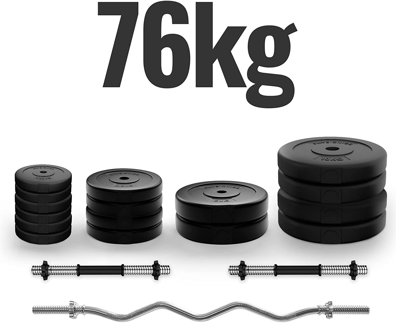 Dumbells – Halterset – Gewichten – 76 kg – Zwart
