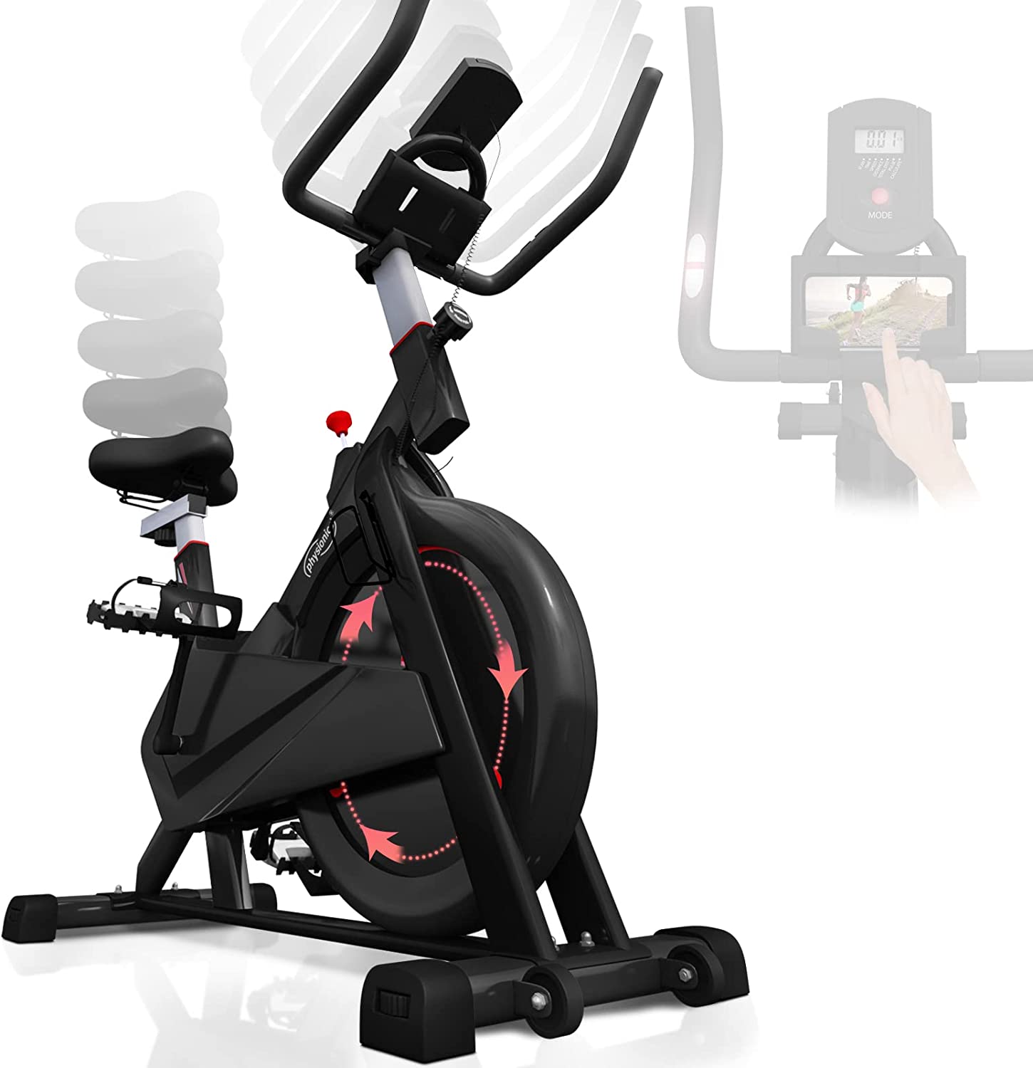 Hometrainer fiets – Fitnessfiets – Hometrainers fitness – 5 weerstandniveaus – Met hartslagmeter – Zwart