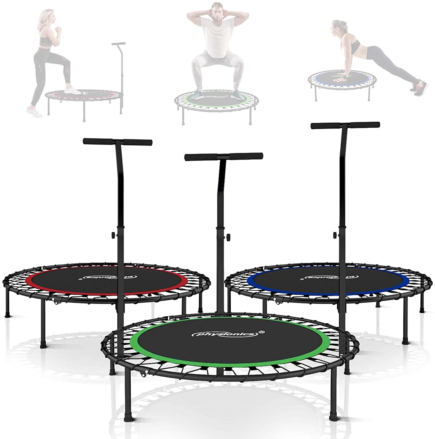 Fitness trampoline met handgreep – Mini trampoline – Volwassenen – 101 cm – 80 kg – Zwart