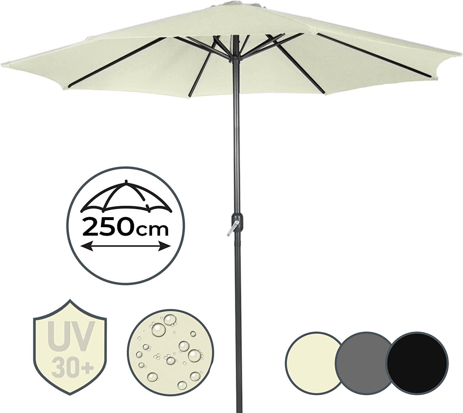 Parasol – Tuinparasol – Stokparasol – 250 cm – Beige