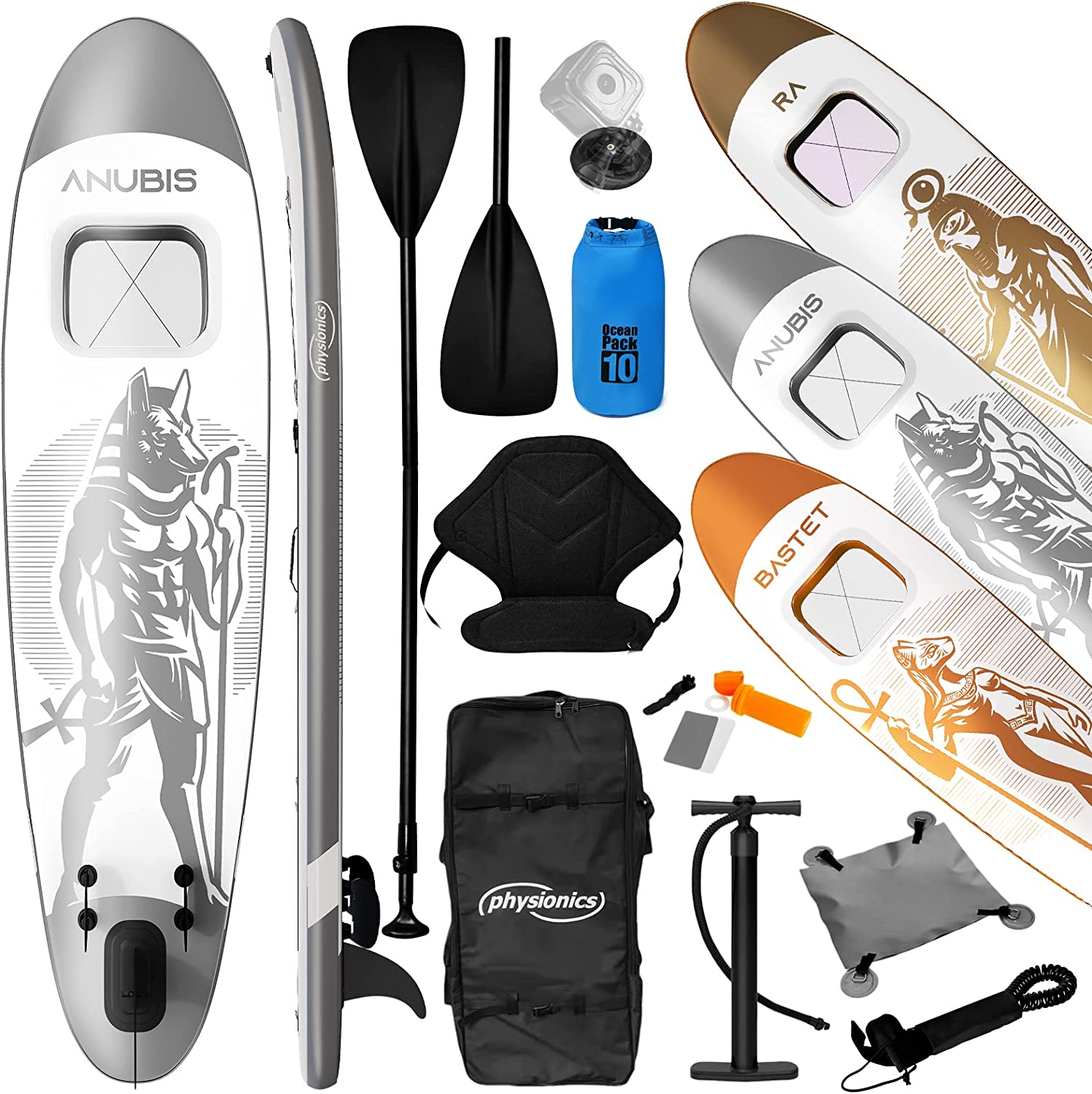 Sup board set – Supboard – Paddle board – Complete set – Opblaasbaar – 320 x 80 x 15 cm – Wit – Zilver