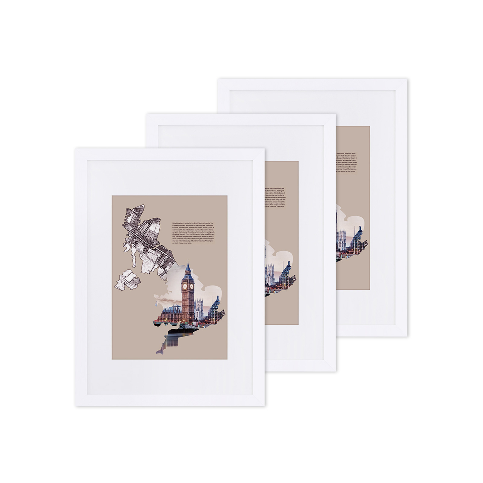 Fotolijst – Lijsten – Passepartout – Collage – Set van 3 – Wit
