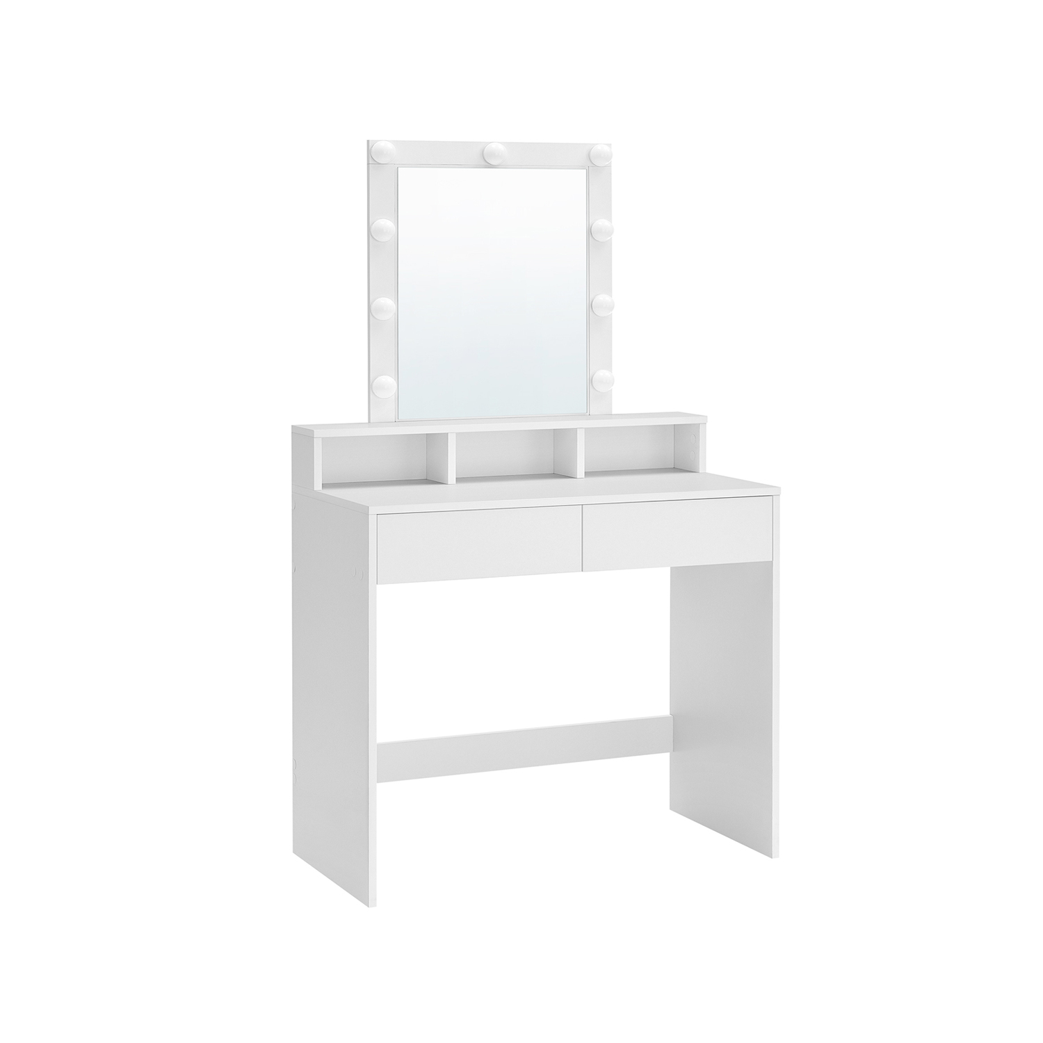 Kaptafel met spiegel en verlichting – Make up tafel – Kaptafel met spiegel – Inclusief kruk – 80 x 40 x 145 cm – Wit