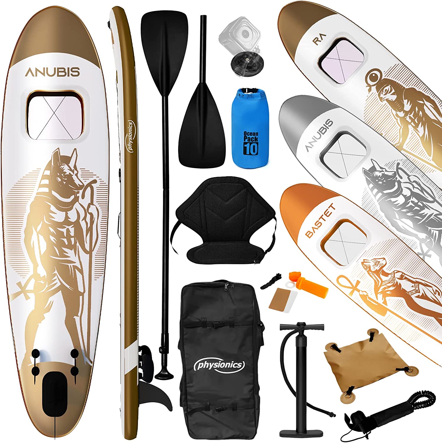 Sup board set – Supboard – Paddle board – Complete set – Opblaasbaar – 320 x 76 x 12 cm – Wit – Goud