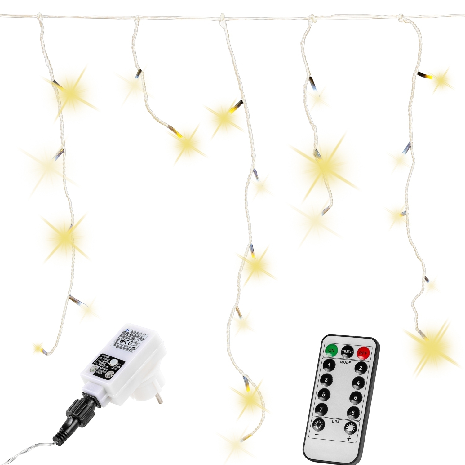 Lichtgordijn – Ijspegelverlichting – Voor Binnen en Buiten – Met afstandsbediening – 20 m – Warm wit