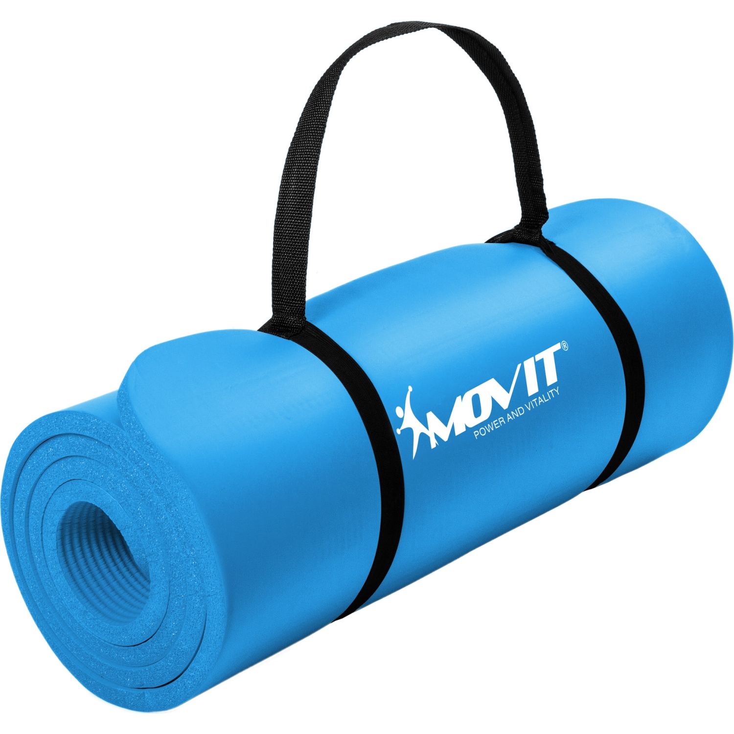 Yoga mat – Pilates mat – Oprolbaar – Inclusief handgreep – 190 x 60 x 1.5 cm – Hemelsblauw