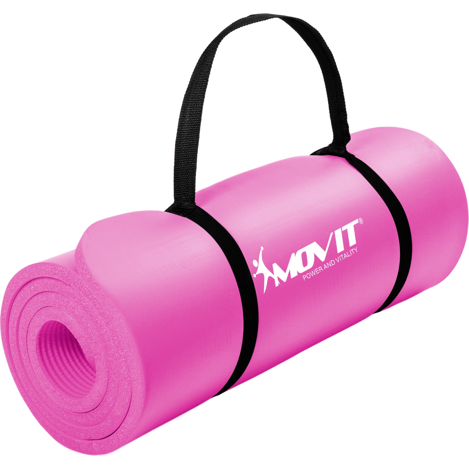 Yoga mat – Pilates mat – Oprolbaar – Inclusief handgreep –  190 x 60 x 1.5 cm – Roze