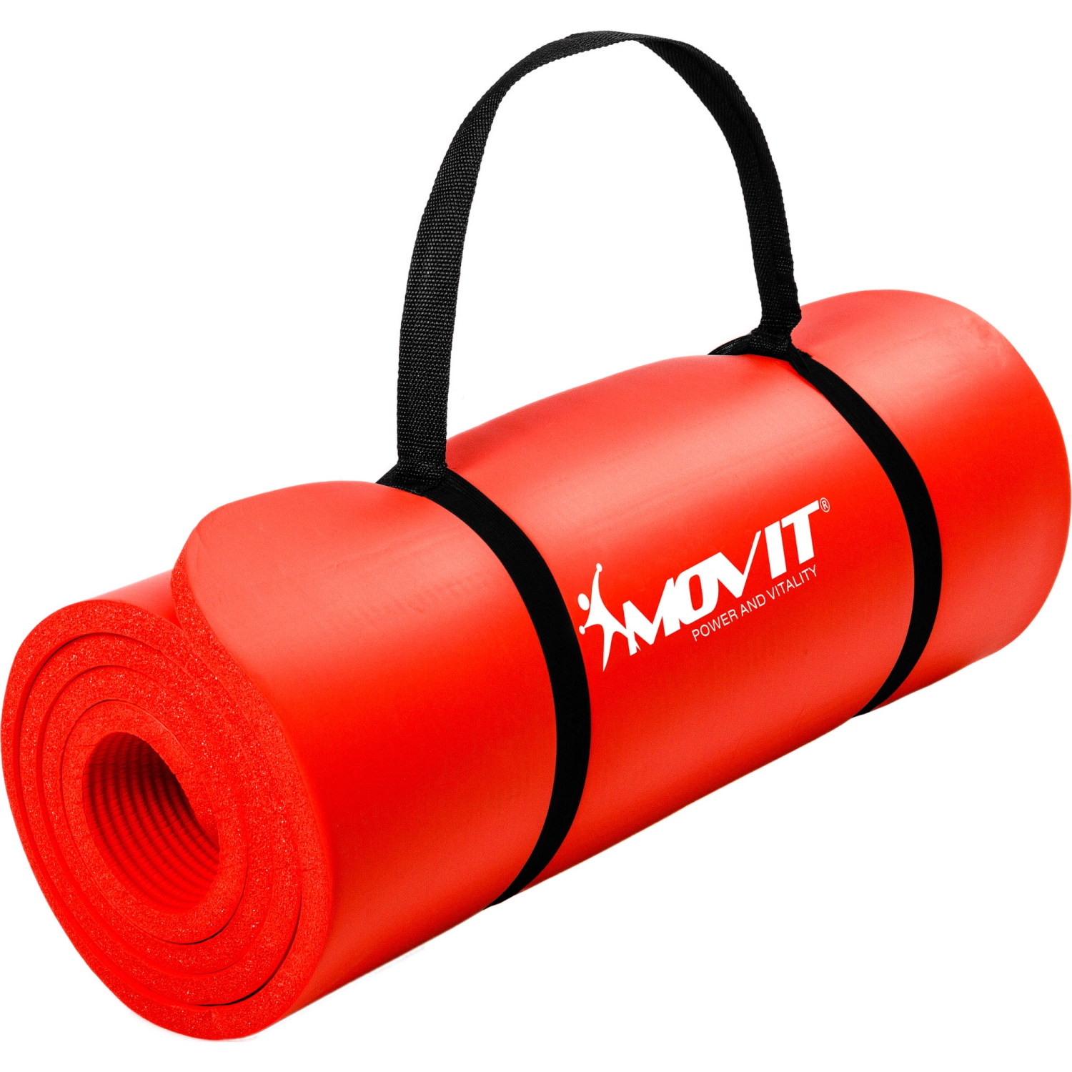 Yoga mat – Pilates mat – Oprolbaar – Inclusief handgreep – 190 x 60 x 1.5 cm – Rood
