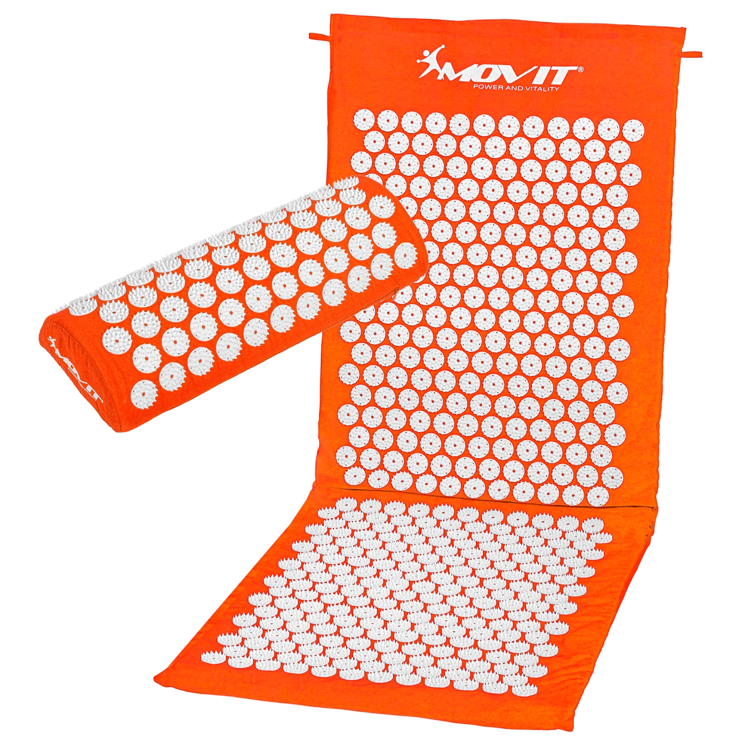 Spijkermat – Acupressuur mat – Shakti mat – Met kussen – 130 x 50 x 2.5 cm – Oranje