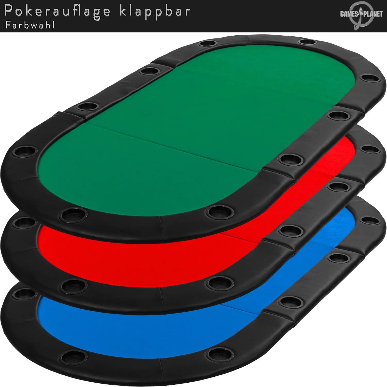 Mus Broederschap Leugen Poker Tafelblad - Pokermat - Inklapbaar - Voor 10 spelers - 208 x 106 x 3  cm - Blauw - Trend24