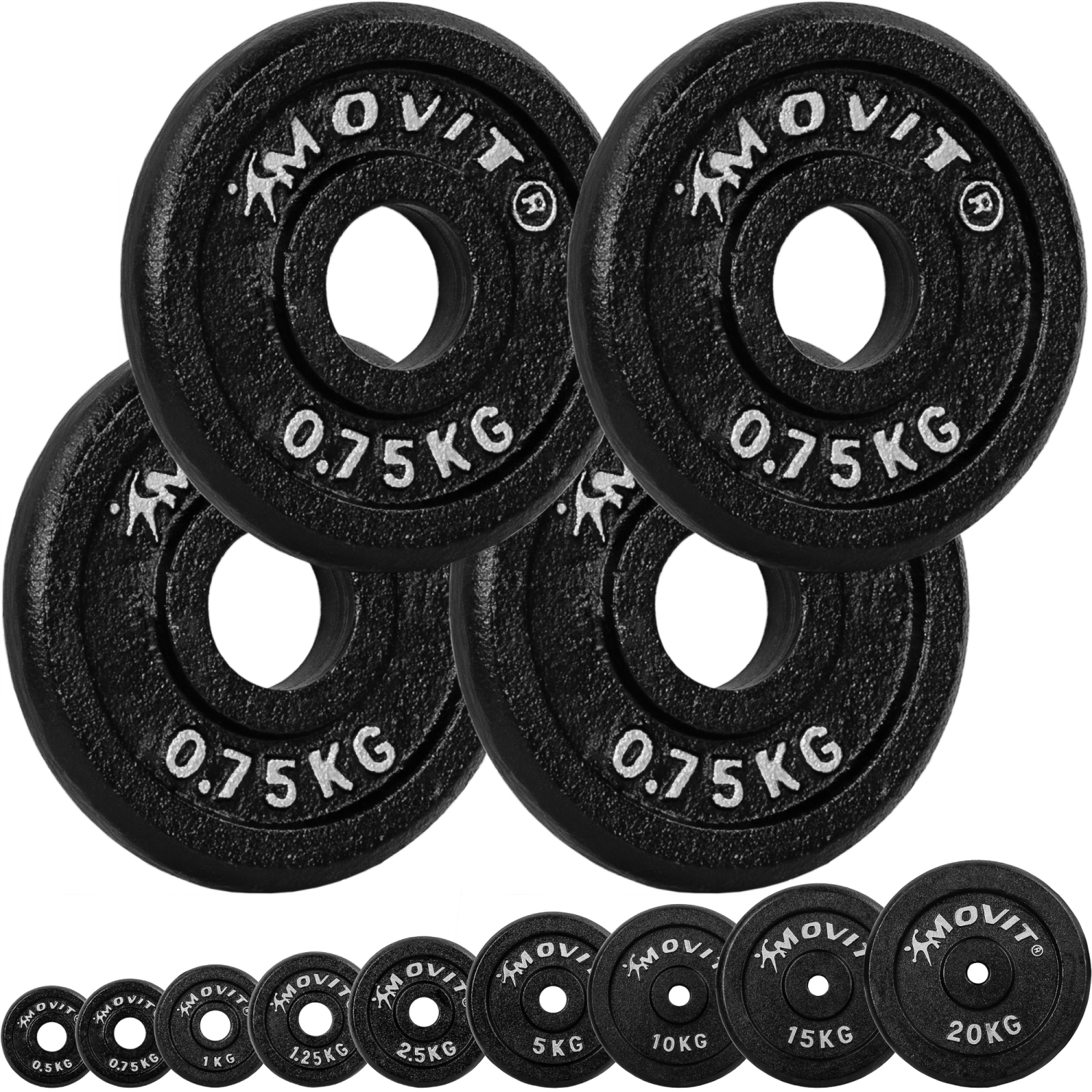 Gewichten set – Voor fitness – Schijven – 30/31 mm – 4x 0.75 kg – Zwart