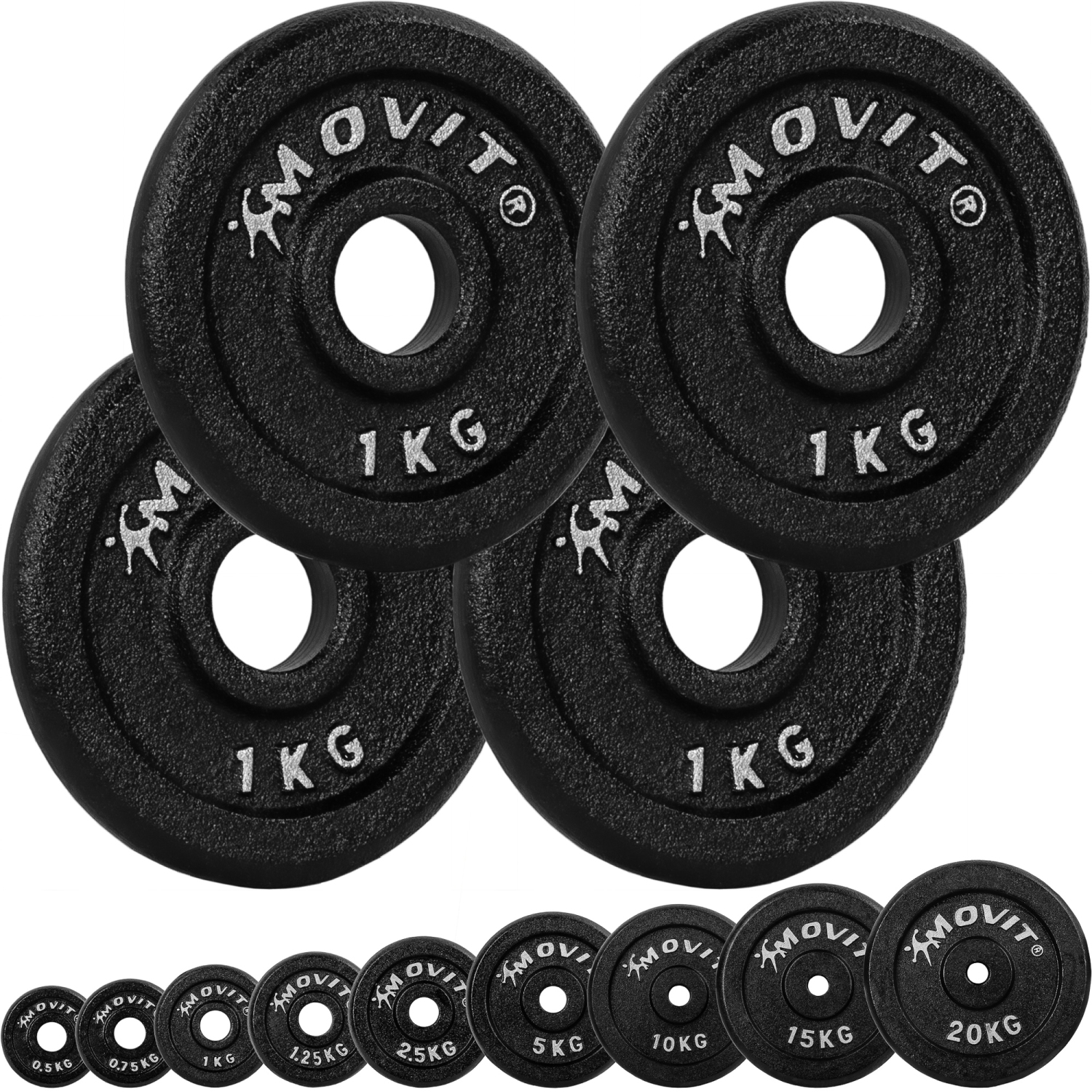 Gewichten set – Voor fitness – Schijven – 30/31 mm – 4x 1.0 kg – Zwart
