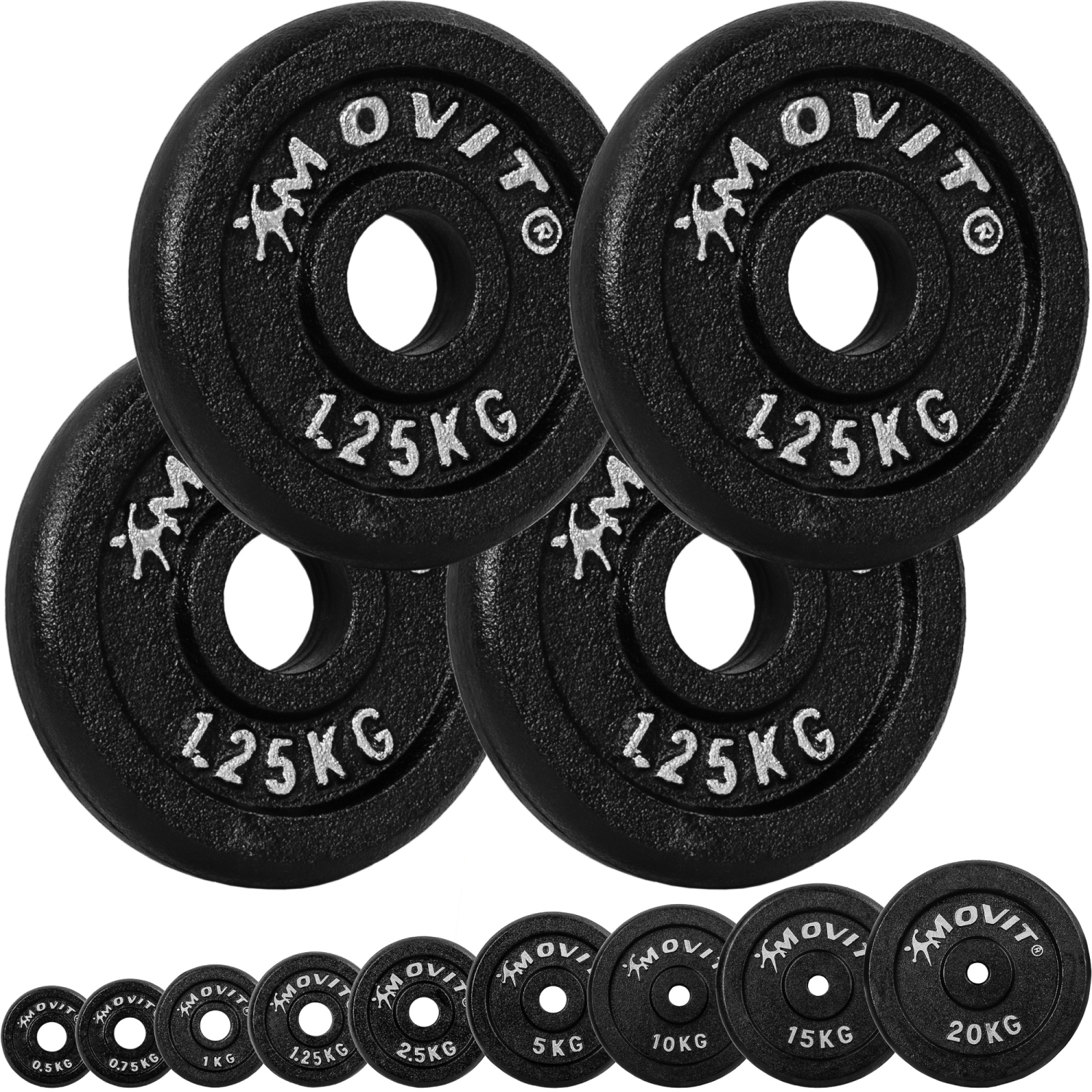 Gewichten set – Voor fitness – Schijven – 30/31 mm – 4x 1.25 kg – Zwart