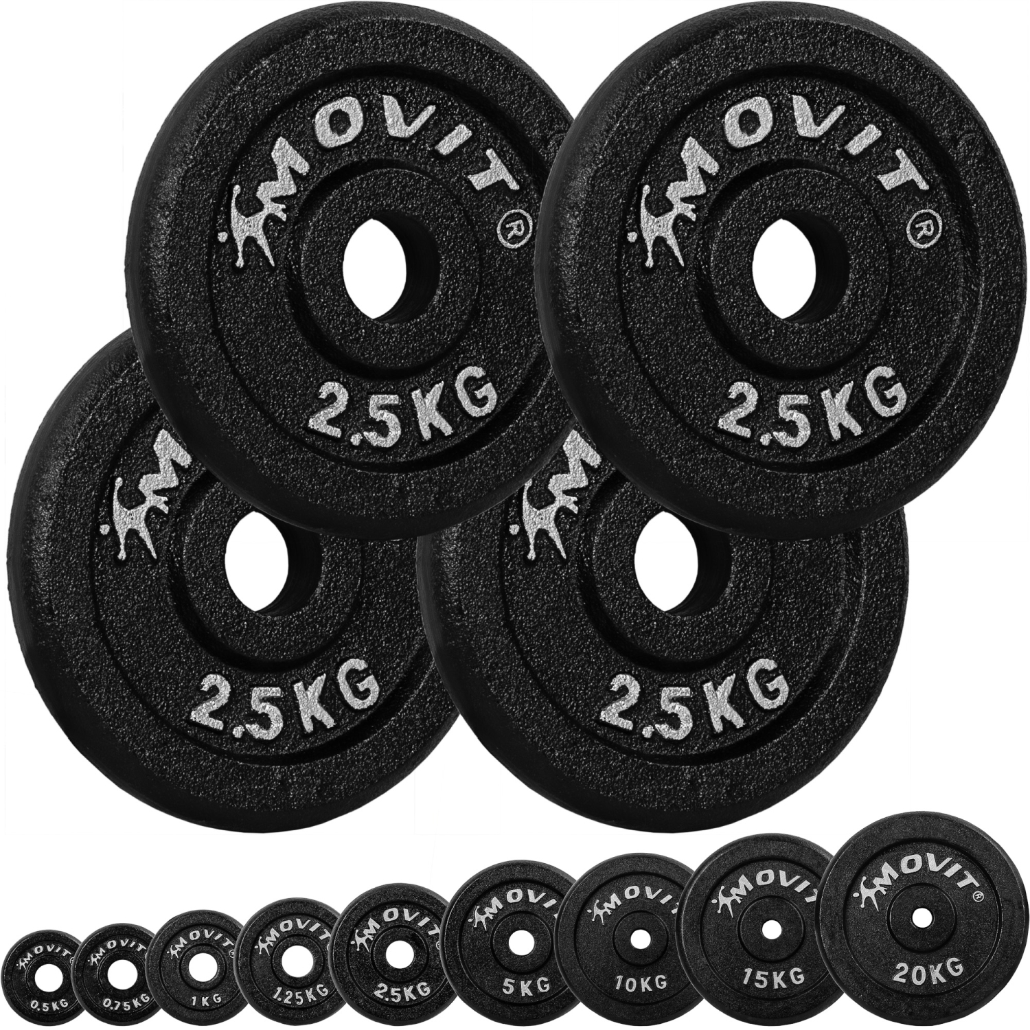 Gewichten set – Voor fitness – Schijven – 30/31 mm – 4x 2.5 kg – Zwart