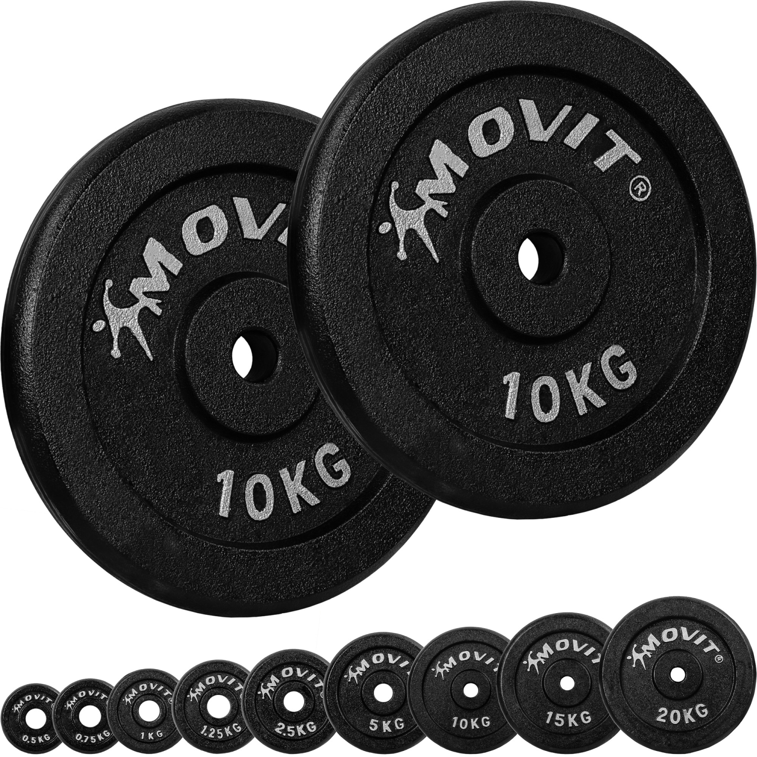 Gewichten set – Voor fitness – Schijven – 30/31 mm – 2x 10 kg – Zwart