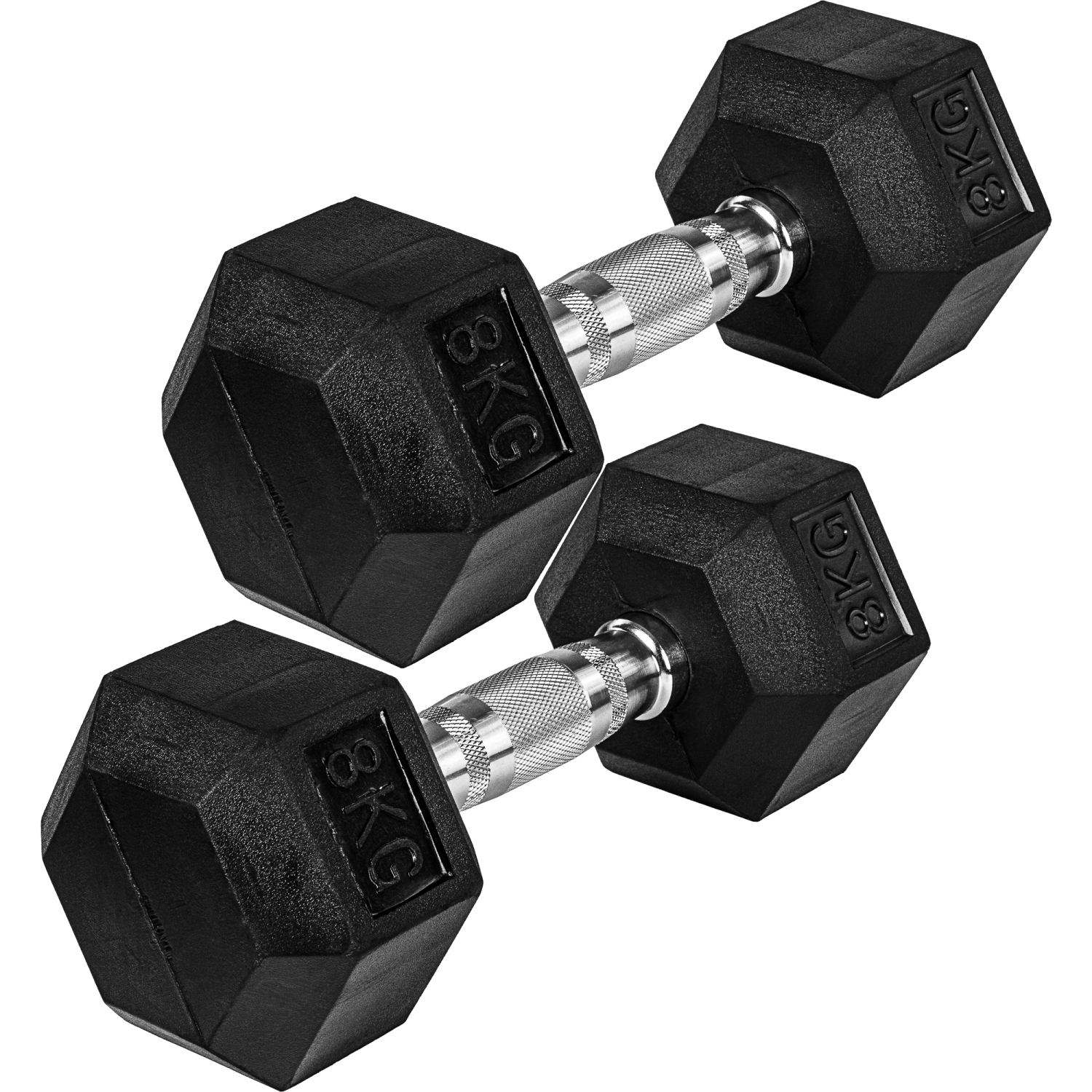 Dumbell set – Gewichten – 2x 8.0 kg  – Zwart – Zilver
