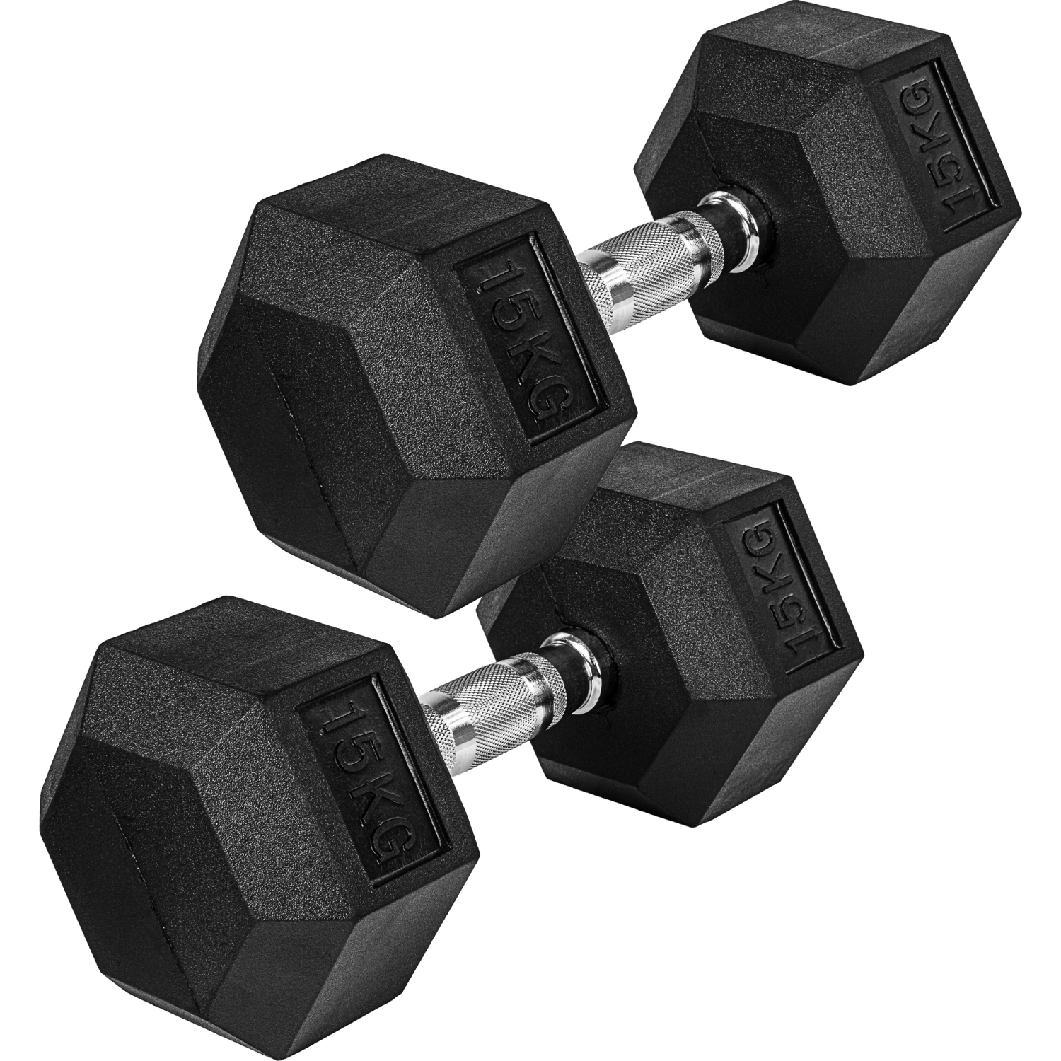 Dumbell set – Gewichten – 2x 15.0 kg – Zwart – Zilver