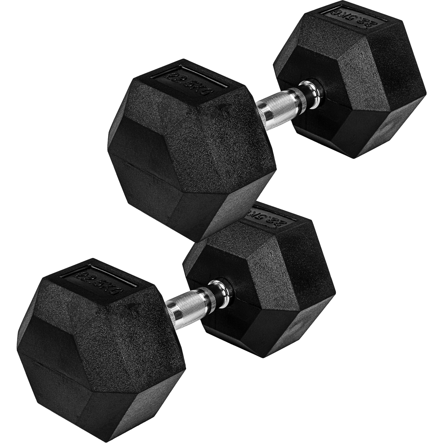 Dumbell set – Gewichten – 2x 22.5 kg  – Zwart – Zilver