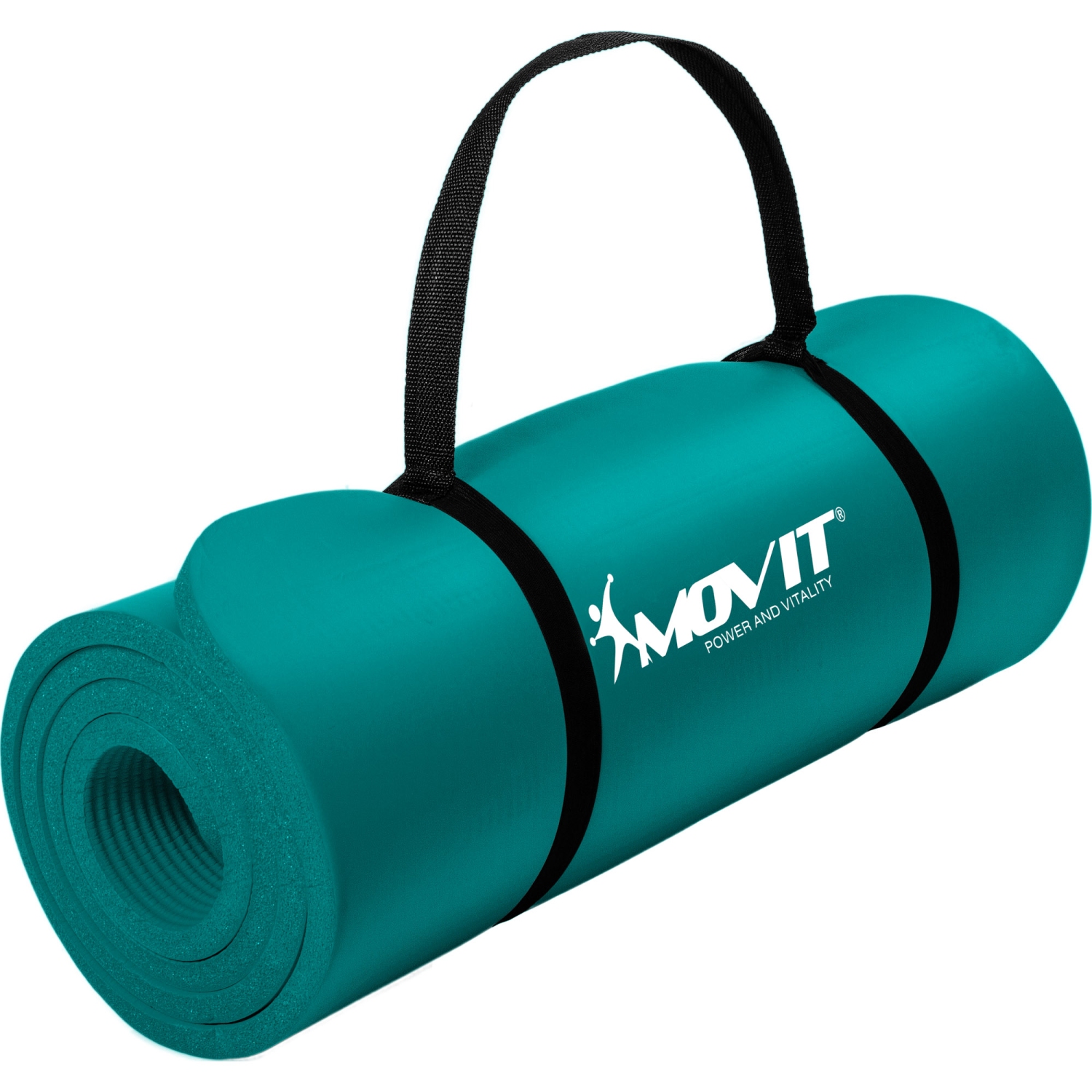 Yoga mat – Pilates mat – Oprolbaar – Inclusief handgreep – 190 x 60 x 1.5 cm – Petrol