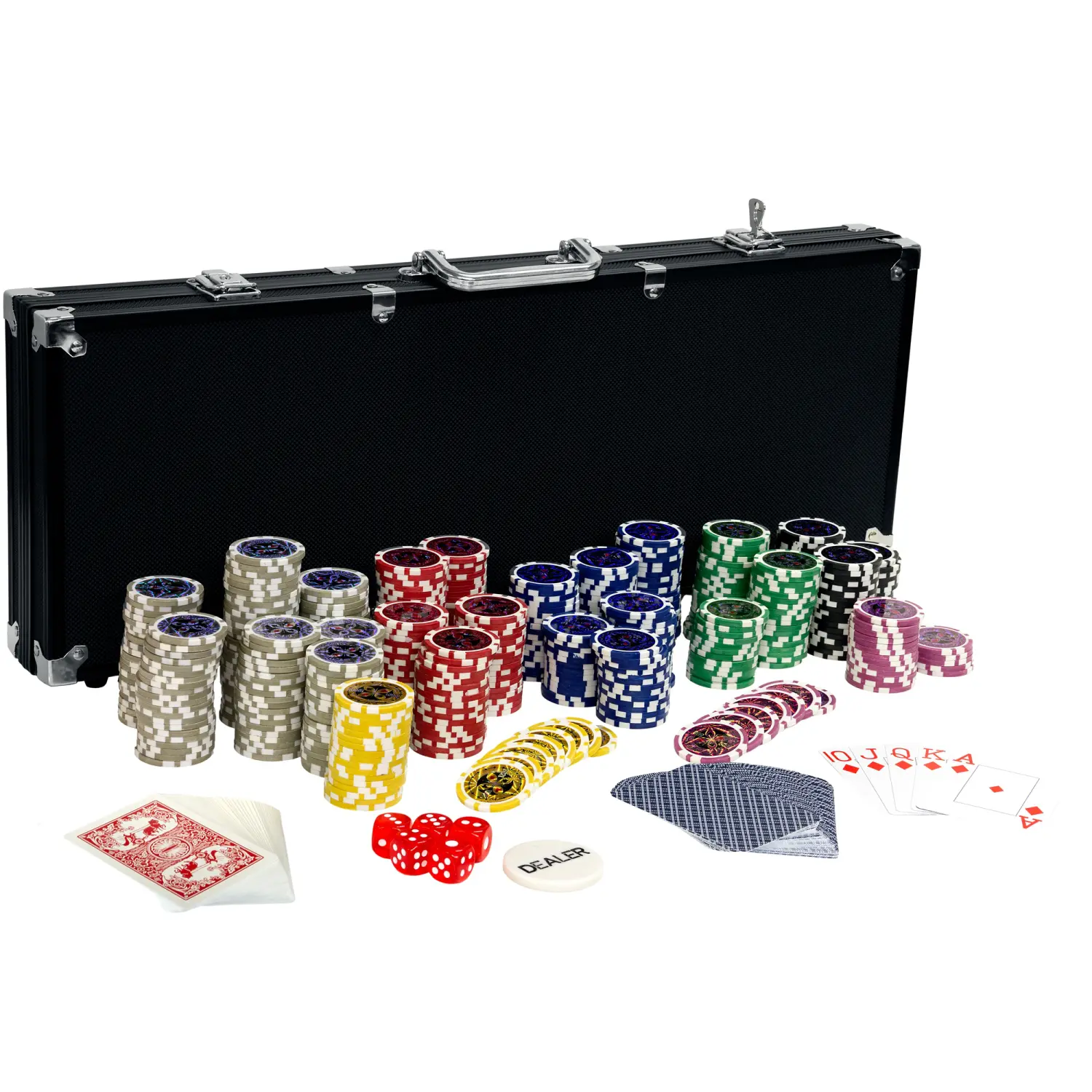 Ga lekker liggen teugels werkelijk Poker - Pokerset - Inclusief koffer - 500 chips - 57.5 x 21 x 6.5 cm -  Zwart - Trend24